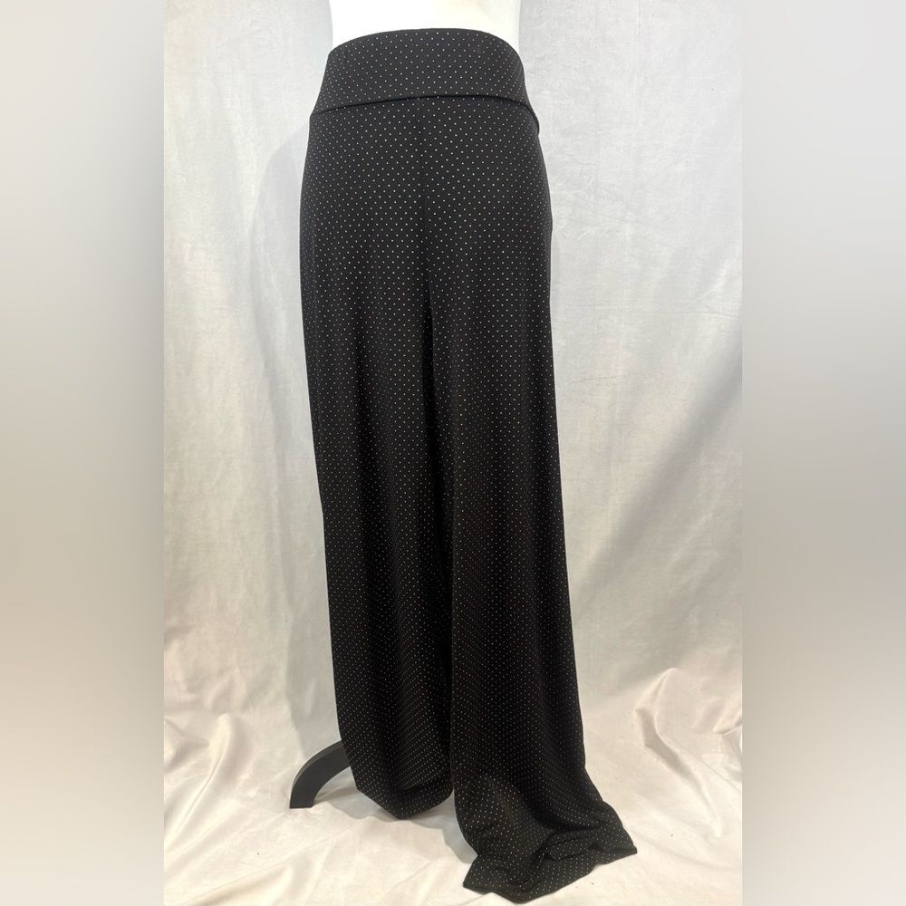 Nine West black and gold studded wide leg flowy palazzo pants size 1X NWT